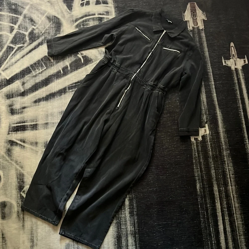 Dark Denim Jumpsuit - Picture 1 of 7
